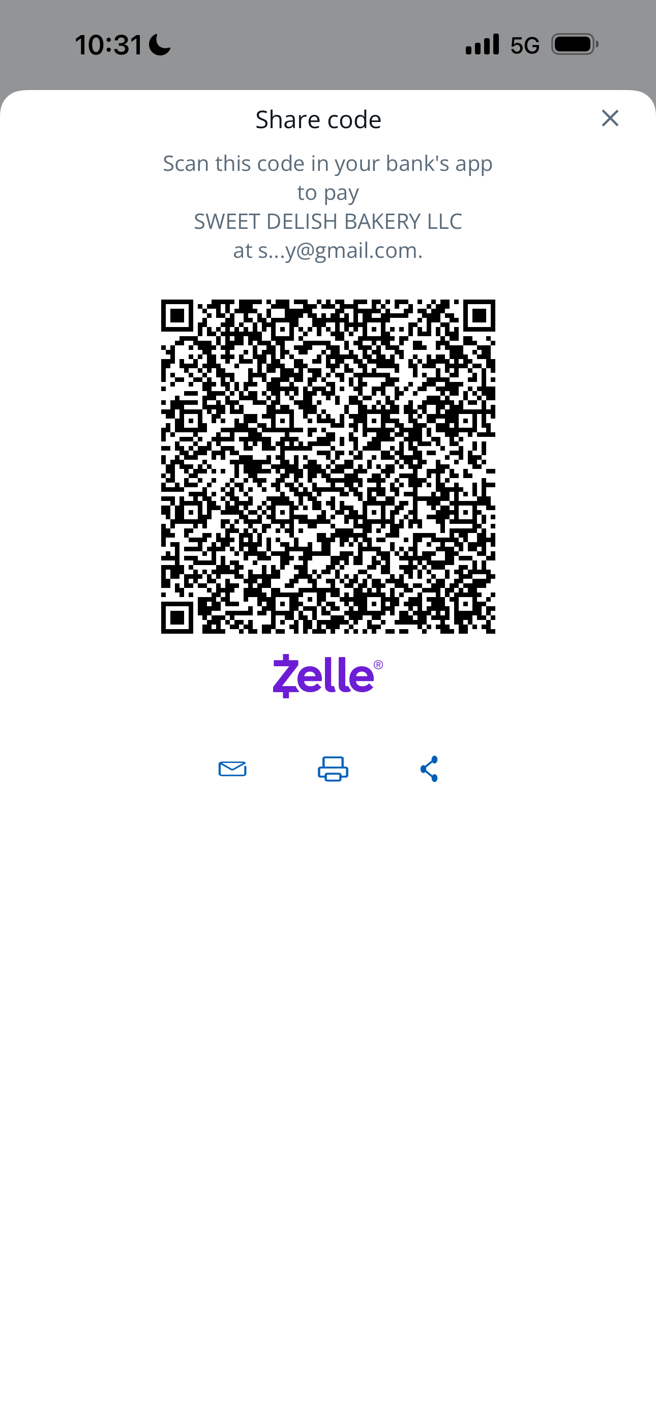 Pay with Zelle — Sweet Delish Bakery LLC